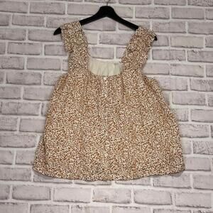 Elie Tahari Boho Ruffled Sleeve Sleeveless Patterned Rayon Shirt Women's M